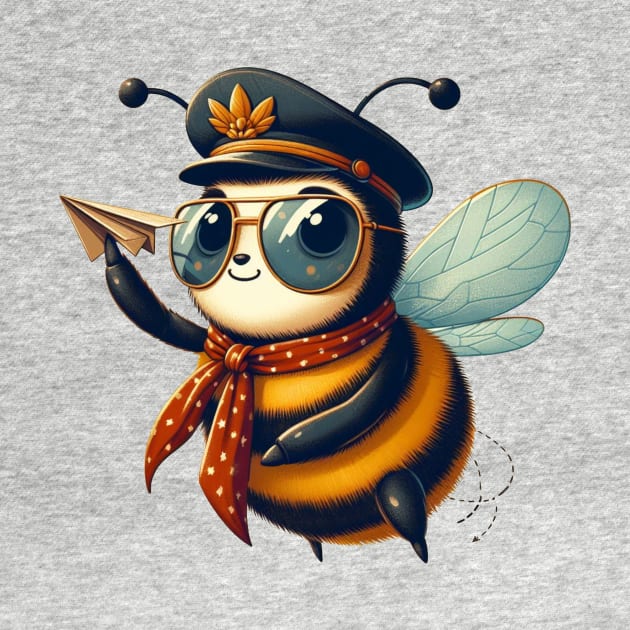 Funny cute bumblebee pilot by grazkaa